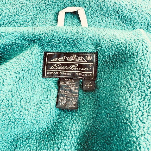 Eddie Bauer beige, tan with green fleece jacket men’s or unisex Sz s - Picture 7 of 13